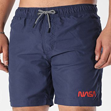 NASA - Pantaloncini da bagno con verme piccolo rosso navy