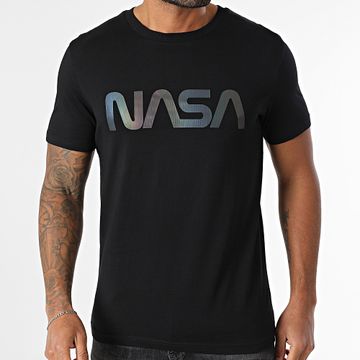 NASA - Maglietta Worm Logo Nero Rainbow Nero Iridescente Riflettente