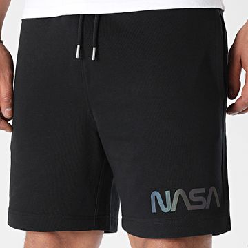 NASA - Pantaloncini da jogging Worm Logo Nero Rainbow Nero Iridescente Riflettente
