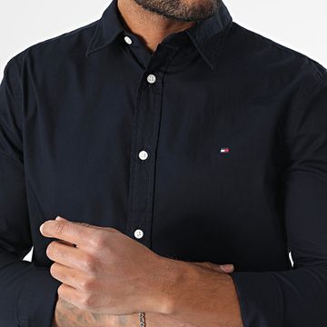 Tommy Hilfiger - Camicia a maniche lunghe Flex Popeline Kent Collar 8137 Navy