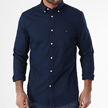 Tommy Hilfiger - Camicia Slim Flex a maniche lunghe Dobby 8556 blu navy