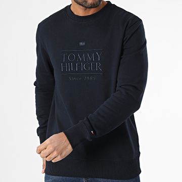 Tommy Hilfiger - Felpa girocollo con logo Embro 8670 blu navy
