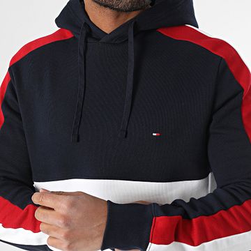 Tommy Hilfiger - Felpa con cappuccio Global Stripe Block 9969 Navy White Red