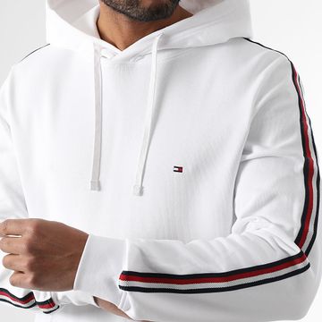 Tommy Hilfiger - Felpa con cappuccio Global Stripe 8685 Bianco