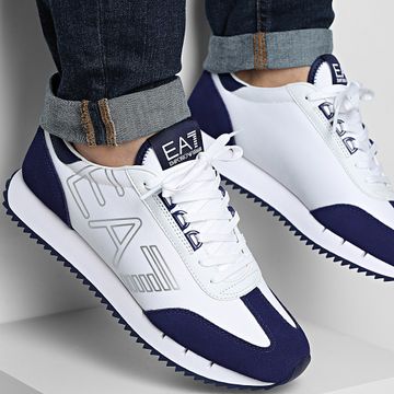 EA7 Emporio Armani - X8X101-XK257 Scarpe da ginnastica bianche blu medievale