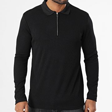 Frilivin - Polo con zip a manica lunga A68 Nero