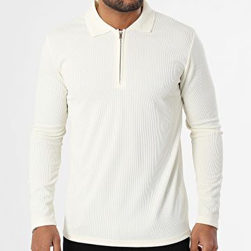 Frilivin - Polo manica lunga con zip A68 Beige chiaro