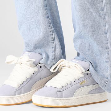 Puma - Scarpe da ginnastica da donna in pelle scamosciata XL 395205, bianche e calde per il tempo freddo