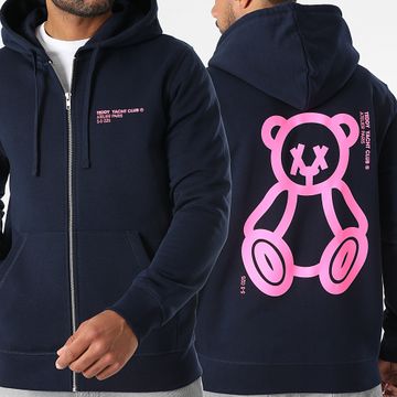Teddy Yacht Club - Fat Outline Felpa con cappuccio e zip Rosa Navy Fluo