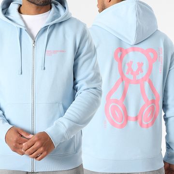 Teddy Yacht Club - Fat Outline Felpa con cappuccio e zip Blu cielo Rosa chiaro