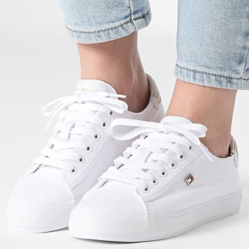 Tommy Hilfiger - Scarpe da ginnastica da donna Vulc Canvas Lace Up 8647 Bianco