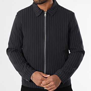 Frilivin - K35 Giacca con zip a righe blu navy
