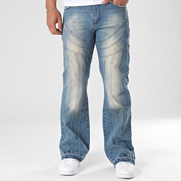 Ikao - Jeans Flare 342 Blu Denim Beige Lavati