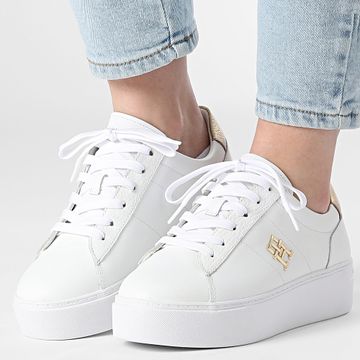 Tommy Hilfiger - Sneaker Platform Court Donna Metallics 8648 Bianco