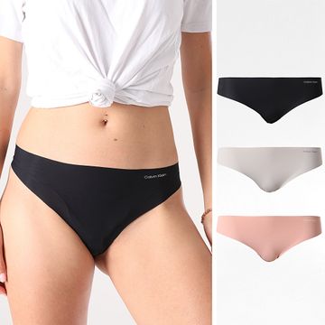 Calvin Klein - Set di 3 mutandine invisibili da donna QD3558E Nero Rosa Grigio