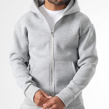 LBO - 1876 Felpa con cappuccio e zip grigio erica