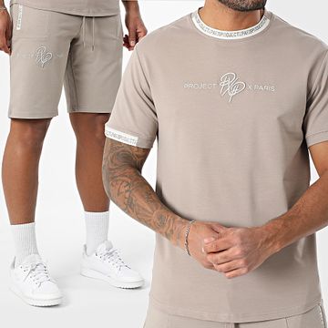 Project X Paris - Set di maglietta e pantaloncini da jogging 2210218 2240218 Taupe White