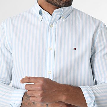 Tommy Hilfiger - Flex Popeline Blod Stripe Camicia a maniche lunghe 9159 Azzurro Bianco