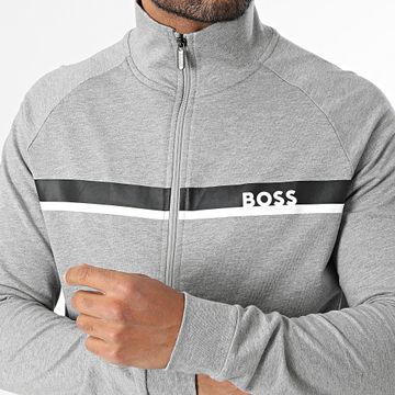 BOSS - Felpa con zip autentica 50540660 Grigio scuro