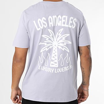 Luxury Lovers - Tee Shirt Oversize Large Palm LA Lavender Bianco