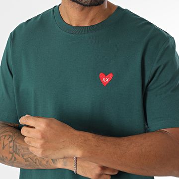 Luxury Lovers - Tee Shirt Oversize Grande Ricamo Cuore Verde Bottiglia
