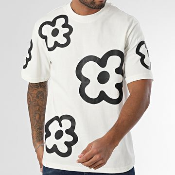 Frilivin - Maglietta oversize 08C Bianco Nero Floreale