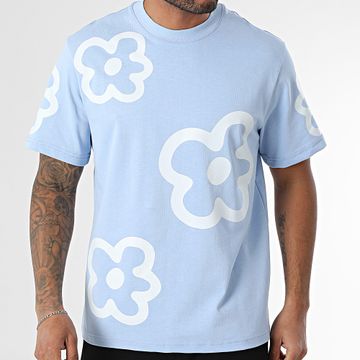 Frilivin - Maglietta oversize 08C Azzurro Cielo Blu Floreale