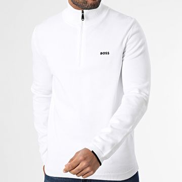 BOSS - Ever X Maglione con collo a zip 50498518 Bianco