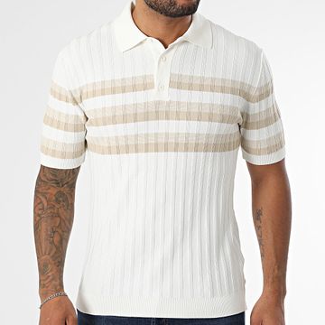 Classic Series - Polo manica corta a righe 011 Bianco Beige