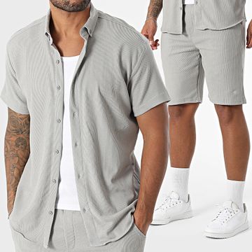 Classic Series - Set camicia a maniche corte e pantaloncini da jogging testurizzati 004 Grigio
