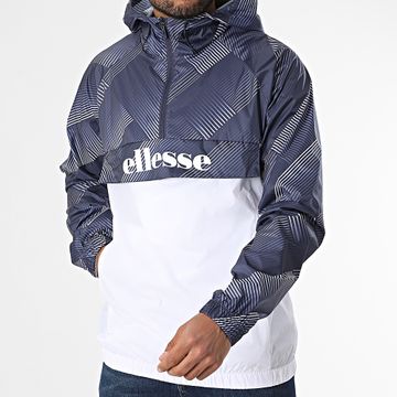 Ellesse - Fiorisa Giacca a vento con cappuccio e zip SXZ21902 Bianco Blu Navy