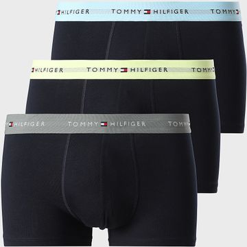 Tommy Hilfiger - Set di 3 boxer 2763 blu navy azzurro giallo verde kaki