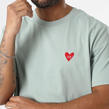 Luxury Lovers - Tee Shirt Oversize Grande Ricamo Cuore Verde Aloé