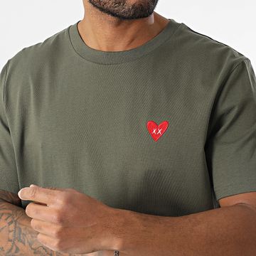 Luxury Lovers - Tee Shirt Oversize Grande Ricamo Cuore Khaki Verde
