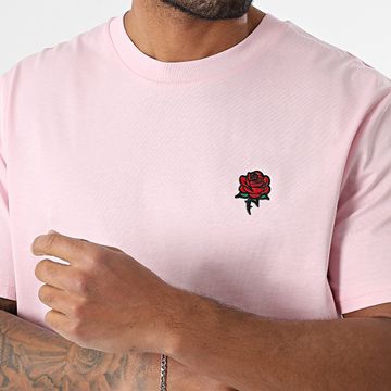 Luxury Lovers - Tee Shirt Oversize Grande Ricamo Rose Rosa