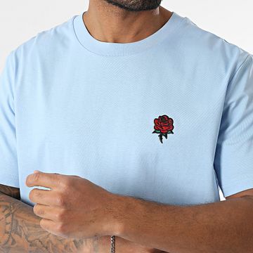 Luxury Lovers - Tee Shirt Oversize Large ricamo rose Azzurro