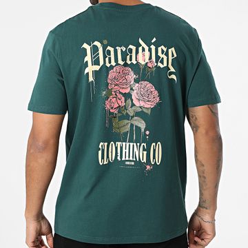 Luxury Lovers - Tee Shirt Oversize Large Paradise Roses Clothing Vert Bouteille