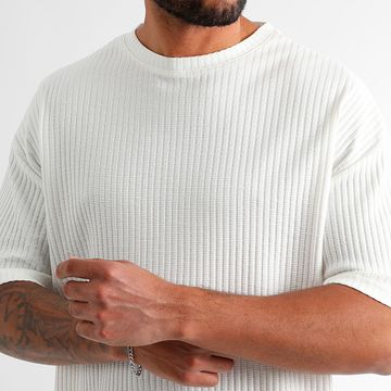 LBO - T-shirt oversize a trama larga 3835 bianco