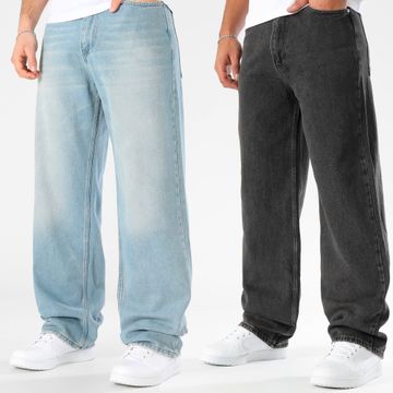 LBO - Set di 2 jeans larghi a gamba larga 3577 3719 Nero Blu Denim