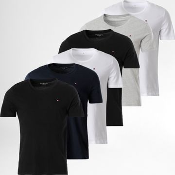 Tommy Hilfiger - Confezione da 6 magliette Signature 3379 Nero Bianco Navy Grigio screziato