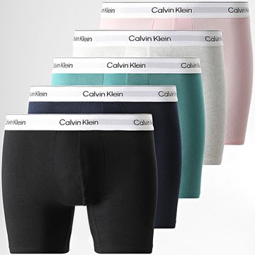 Calvin Klein - Confezione da 5 boxer 4395 nero beige erica rosa marina turchese