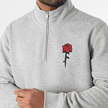 Luxury Lovers - Rosa Colore Grigio Screziato Zip Neck Sweat Top