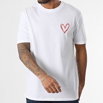 Luxury Lovers - Maglietta oversize con profilo a cuore sul davanti, bianco