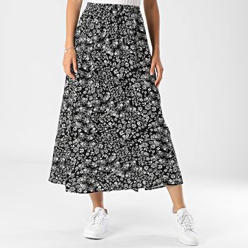 Vero Moda - Gonna lunga da donna Easy Joy Nero Bianco Floreale