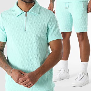Zayne Paris  - 944 Set di pantaloncini da polo e da jogging turchesi