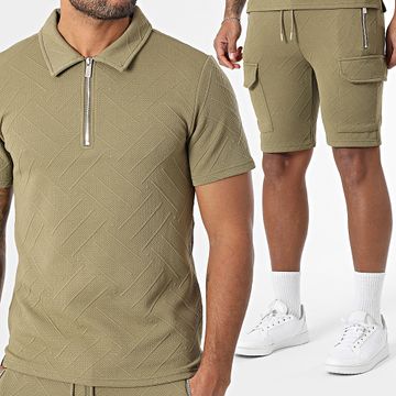 Zayne Paris  - Polo a maniche corte e set di pantaloncini Cargo 969 Verde Khaki