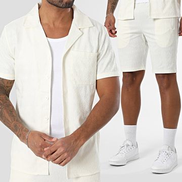 Zayne Paris  - Set camicia a maniche corte e pantaloncini da jogging 116 beige chiaro