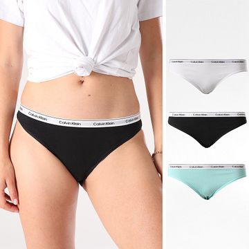 Calvin Klein - Set di 3 mutandine da donna QD5207E Nero Blu Turchese Bianco