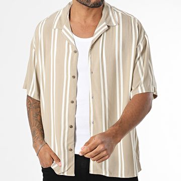 Jack And Jones - Jeff Beige - Camicia a righe a maniche corte