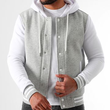 LBO - Giacca Teddy con cappuccio 3841 Bianco Grigio Heather